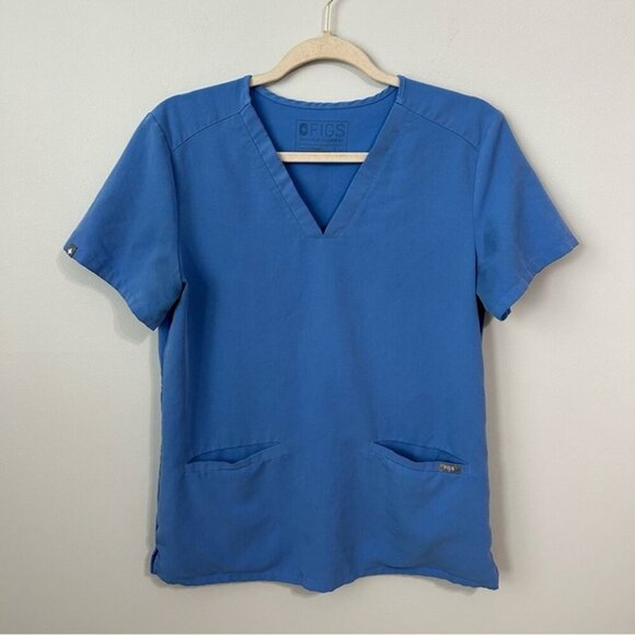 Figs Texhnical Collection Women's Casma Blue V-Neck Scrub T-Shirt Top Size Small - Picture 1 of 5